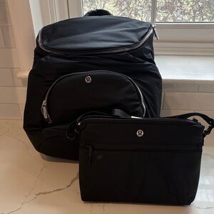 lululemon athletica new parent Black Backpack and Pouch
